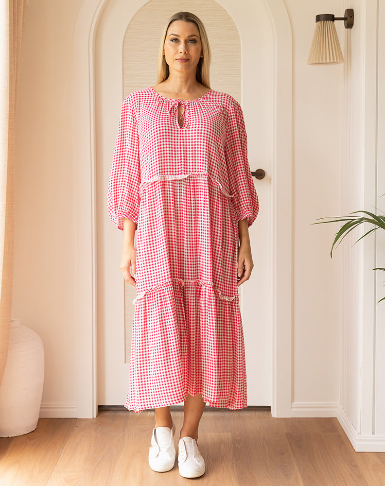 Lily Maxi - Pink Gingham