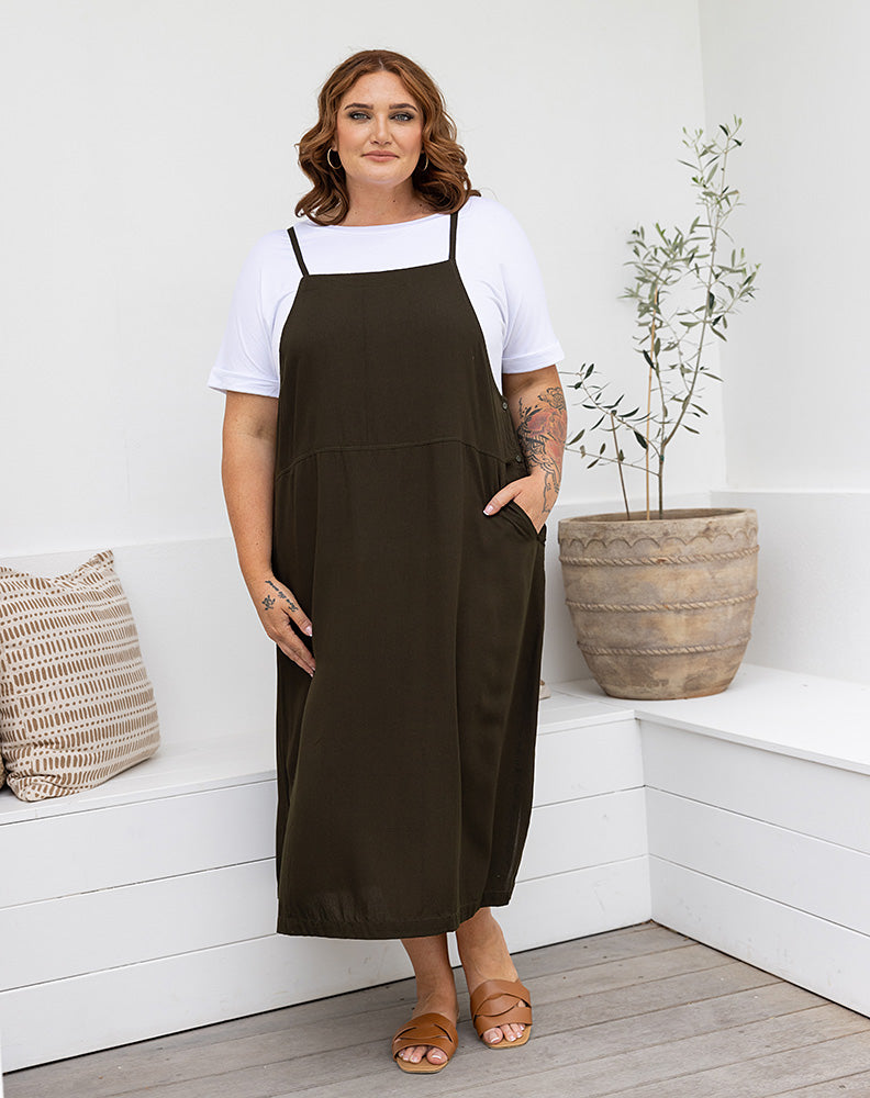 Apron Dress -Khaki