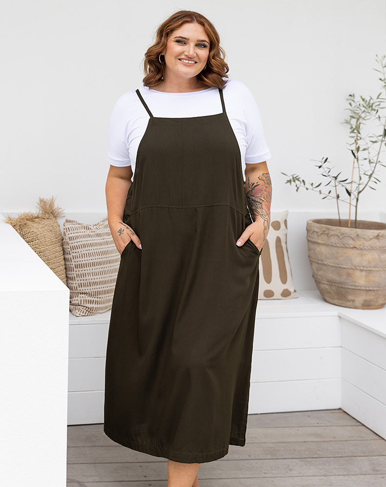 Apron Dress -Khaki