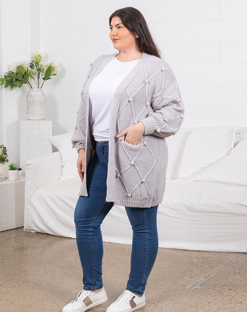 Jacquard Cardi - Grey