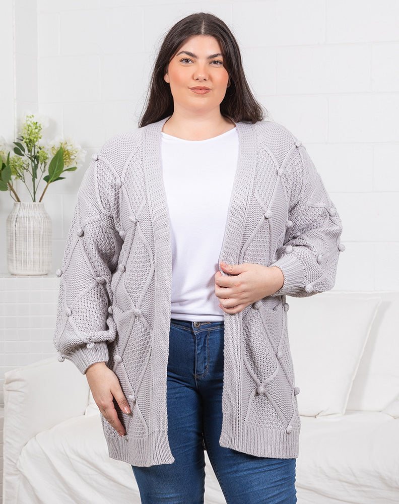 Jacquard Cardi - Grey