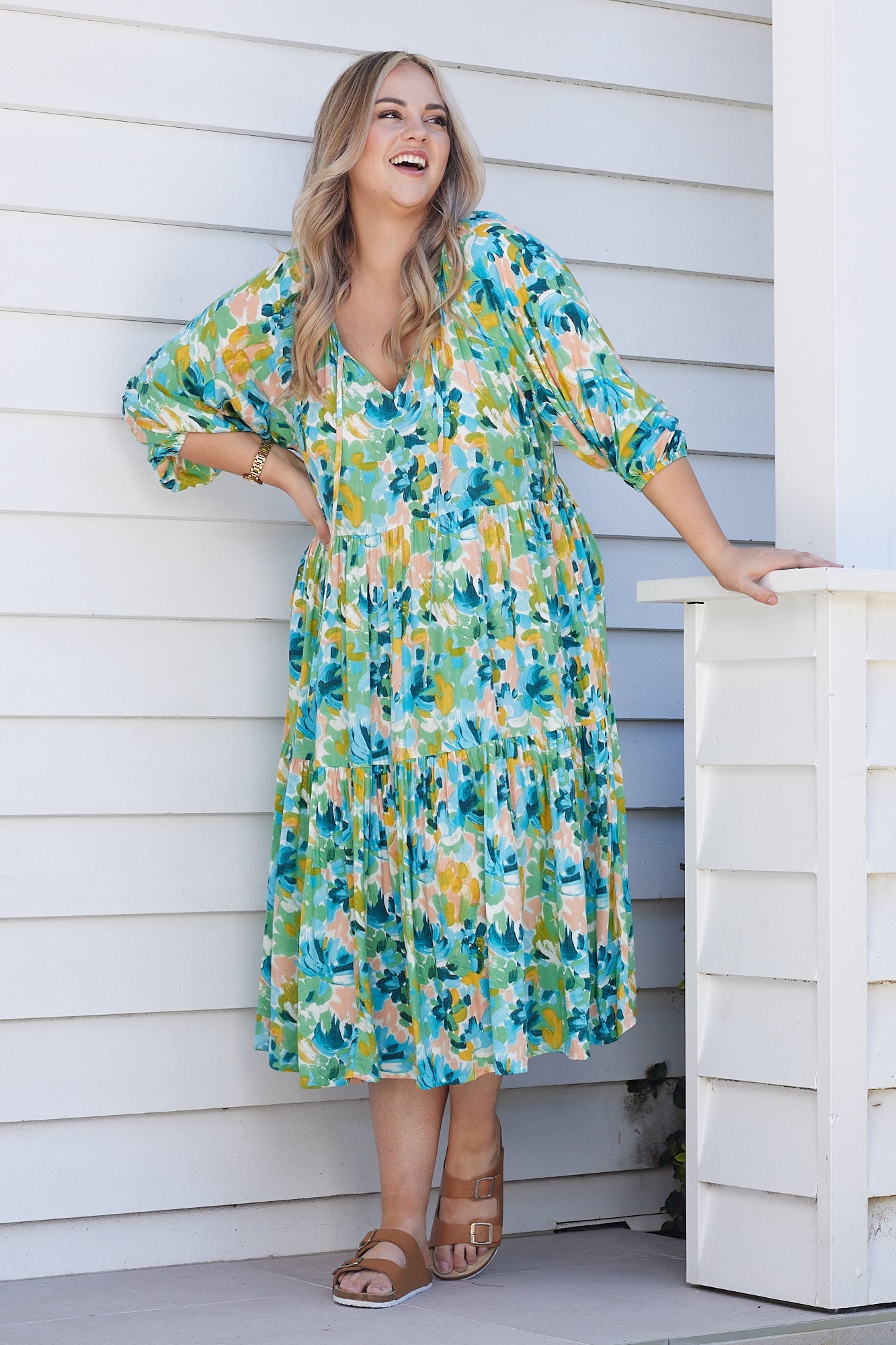 Jacinta Dress - Green/Floral