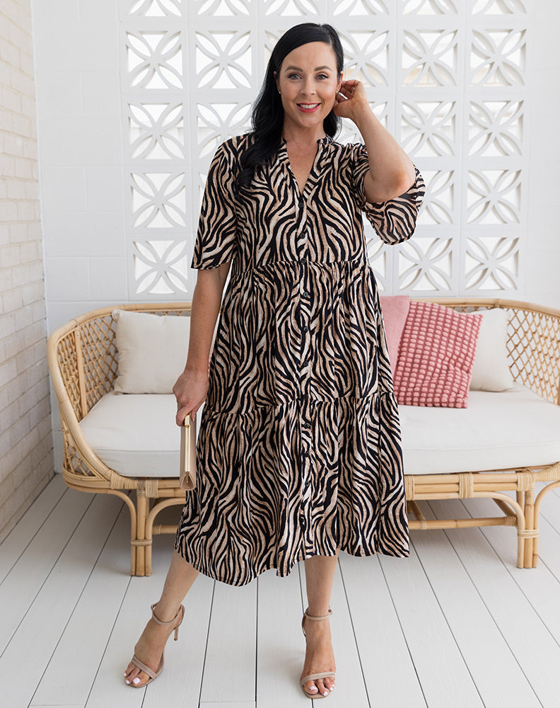 Fresia Dress - Zebra Print