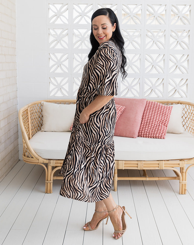 Fresia Dress - Zebra Print
