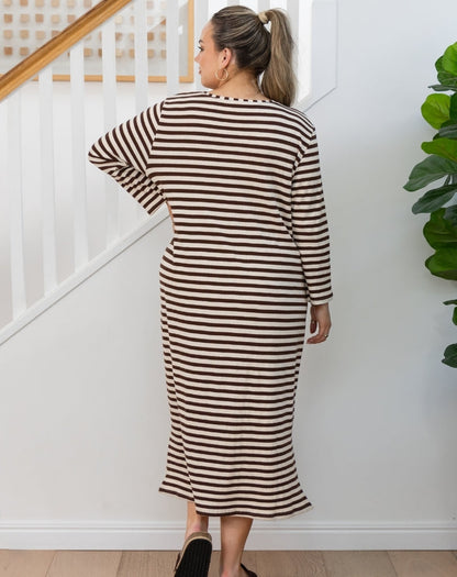 Harlow Dress - Brown Stripe