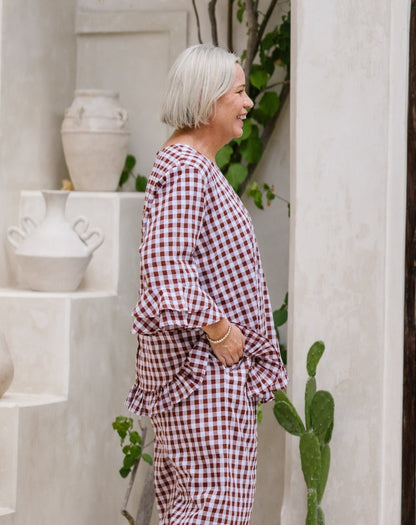 Felicity Cotton Top - Chocolate Gingham