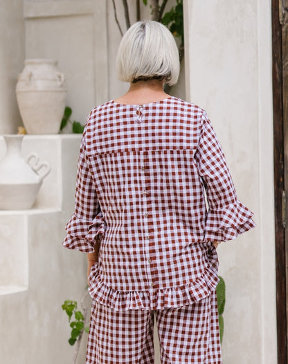 Felicity Cotton Top - Chocolate Gingham