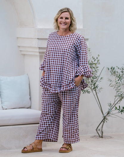 Felicity Cotton Top - Chocolate Gingham