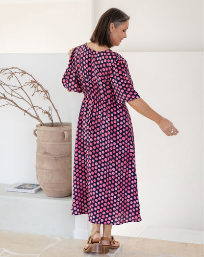 Georgia Dress - Navy Spot