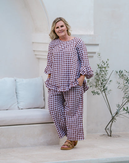Felicity Cotton Top - Chocolate Gingham