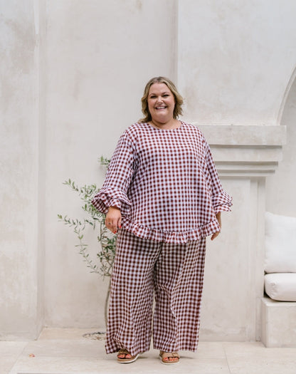 Felicity Cotton Top - Chocolate Gingham