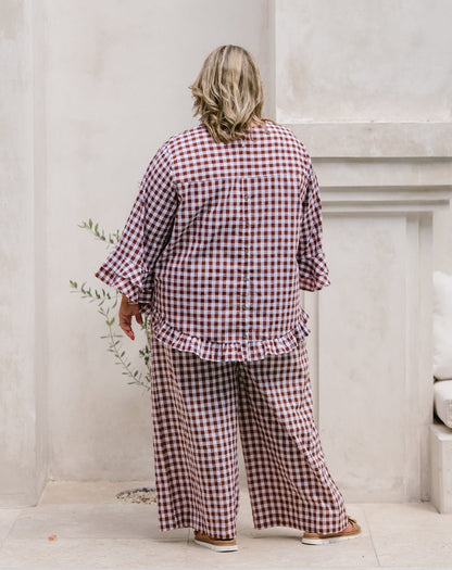 Felicity Cotton Top - Chocolate Gingham
