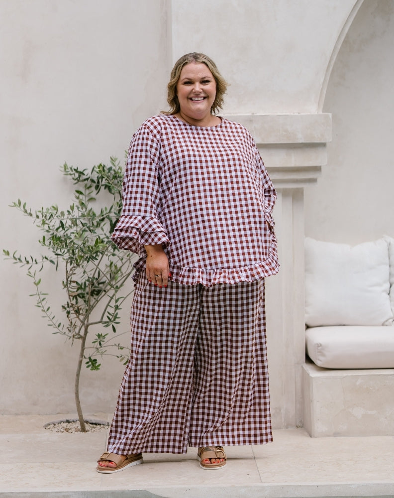 Felicity Cotton Top - Chocolate Gingham