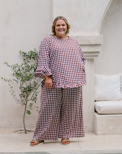 Felicity Cotton Top - Chocolate Gingham