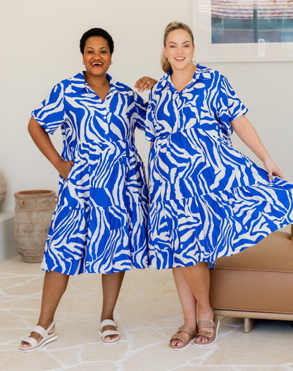 Amelia Dress - Blue Print