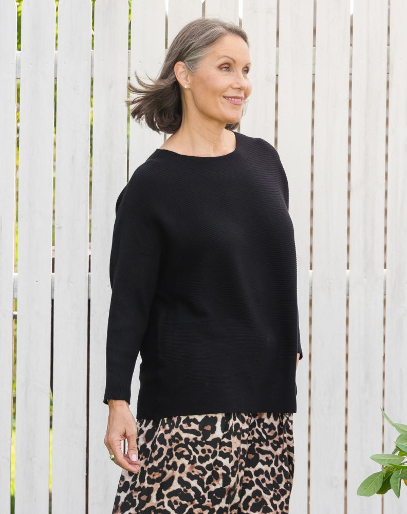 Boat Neck Knit - Black