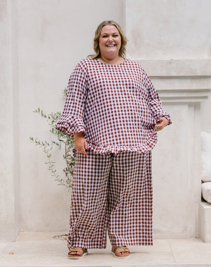 Felicity Cotton Top - Chocolate Gingham
