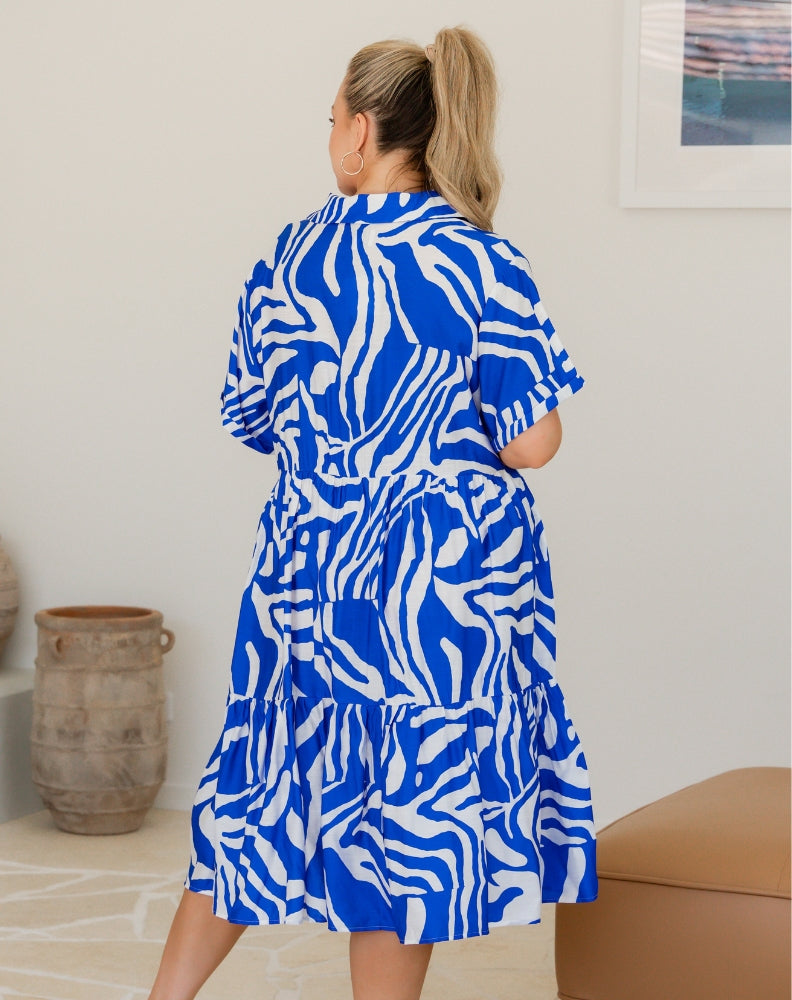 Amelia Dress - Blue Print