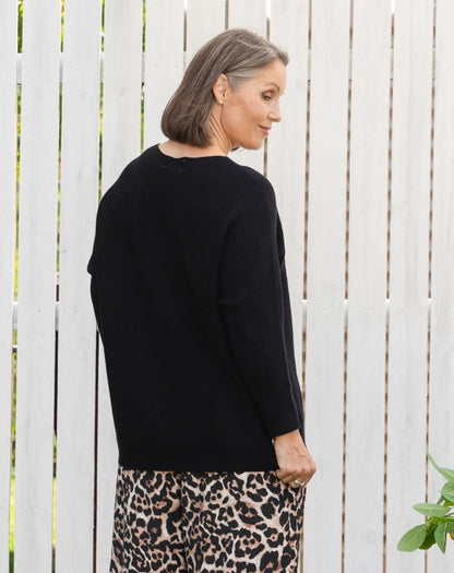 Boat Neck Knit - Black