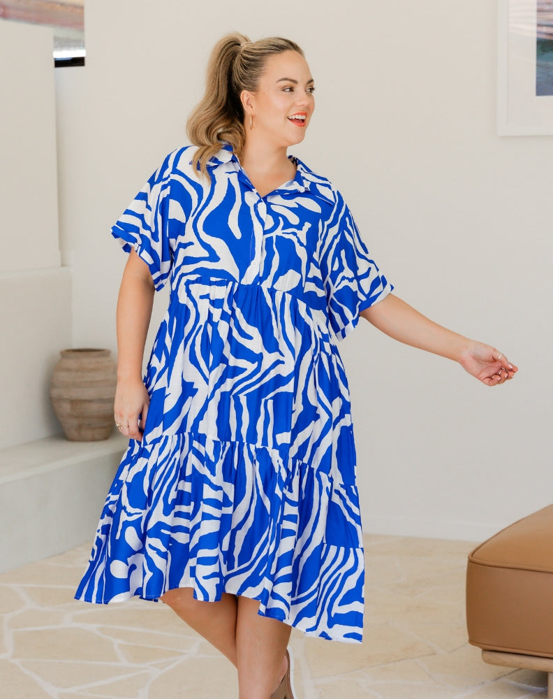 Amelia Dress - Blue Print