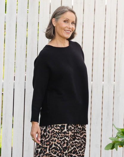 Boat Neck Knit - Black