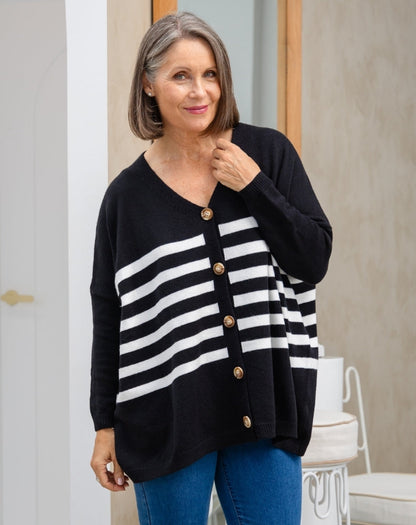 Chelsea Knit - Black White Stripe