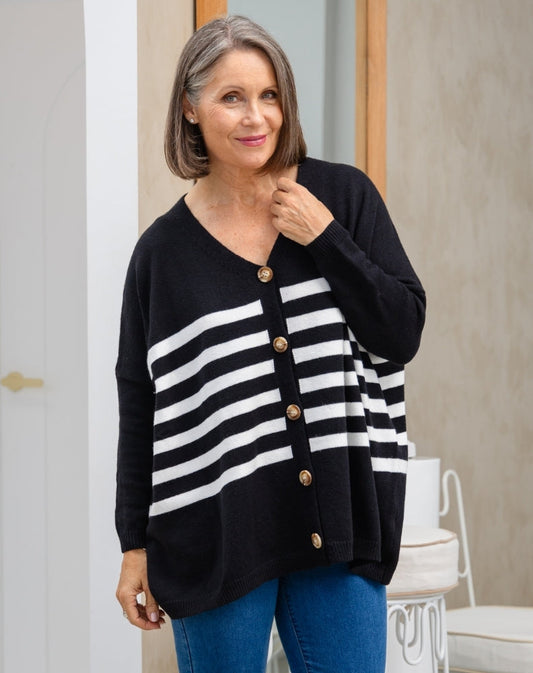 Chelsea Knit - Black White Stripe