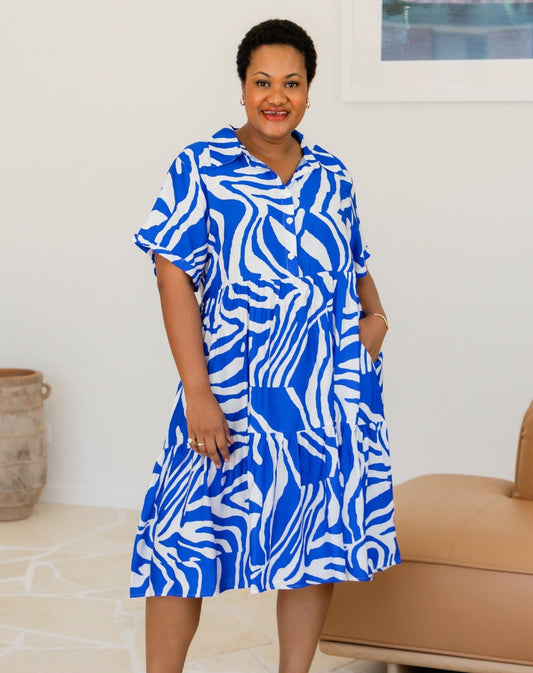 Amelia Dress - Blue Print
