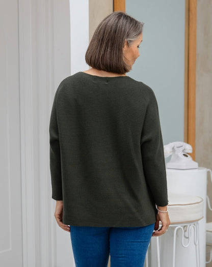 Boat Neck Knit - Khaki