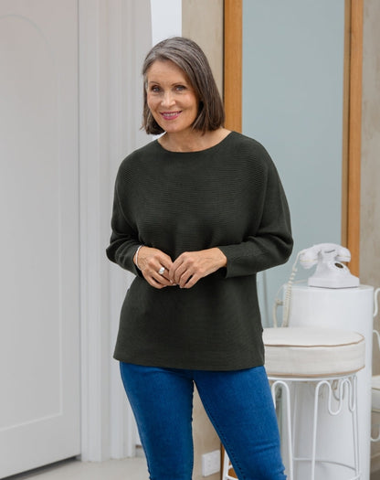 Boat Neck Knit - Khaki