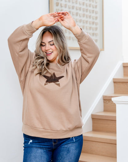 Star Sequin Sweat - Beige