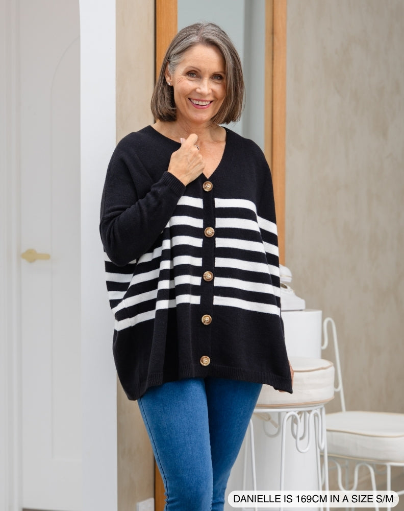 Chelsea Knit - Black White Stripe