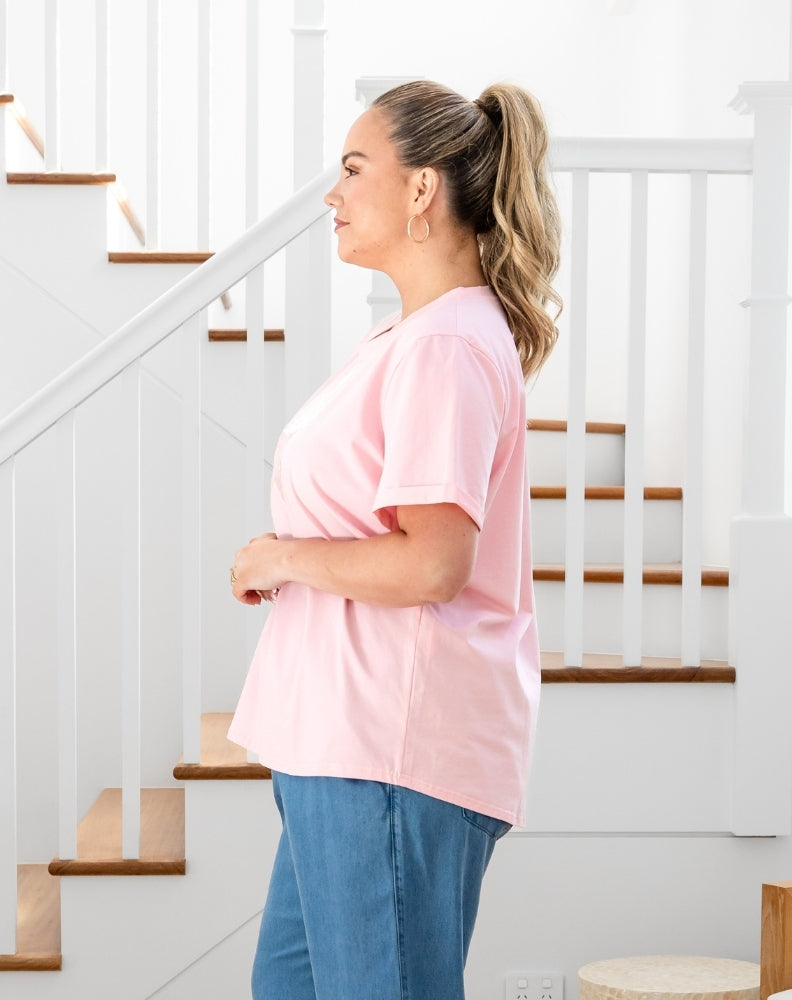 Star Sequin Tee - Pink