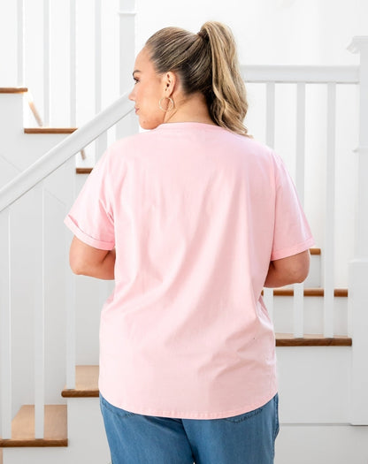 Star Sequin Tee - Pink