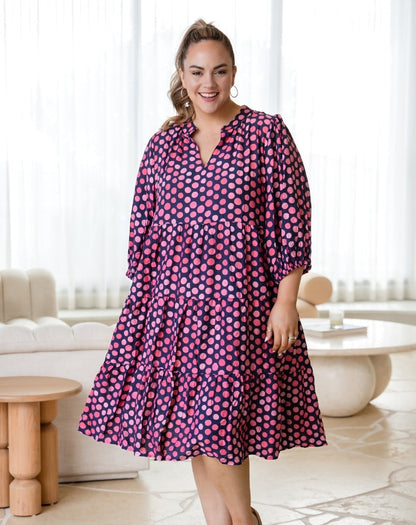 Violet Dress - Navy Spot