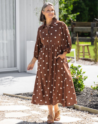 Elly Dress - Chocolate Spot