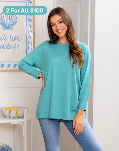Bailey Tunic Knit - Aqua