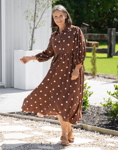 Elly Dress - Chocolate Spot