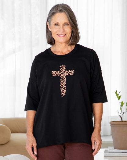 Leopard Cross Oversized Tee