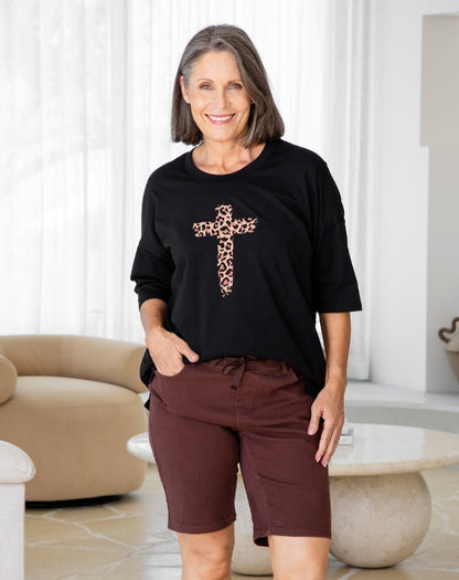 Leopard Cross Oversized Tee