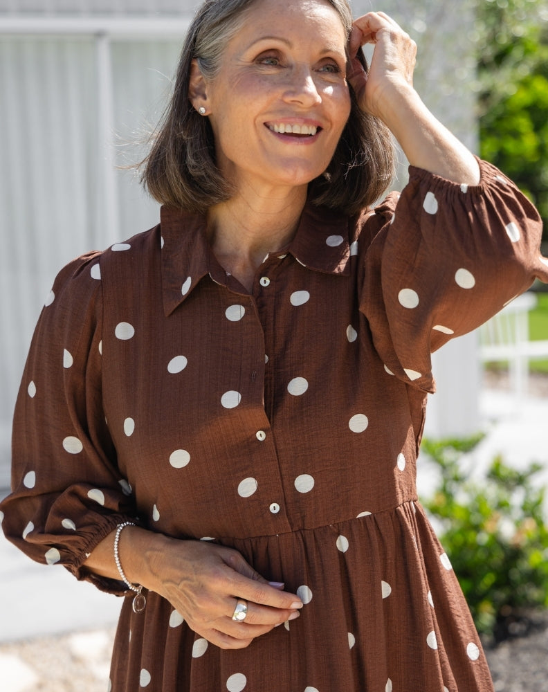 Elly Dress - Chocolate Spot