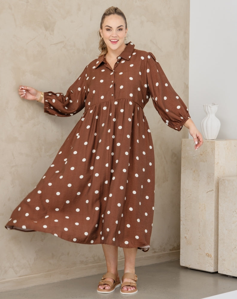 Elly Dress - Chocolate Spot