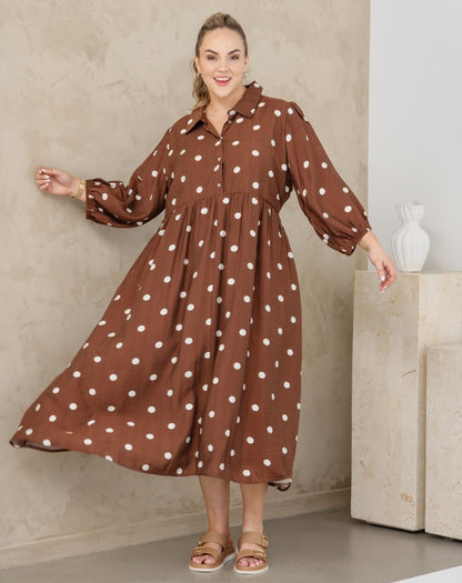 Elly Dress - Chocolate Spot