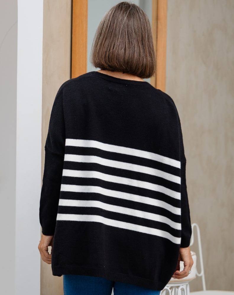 Chelsea Knit - Black White Stripe