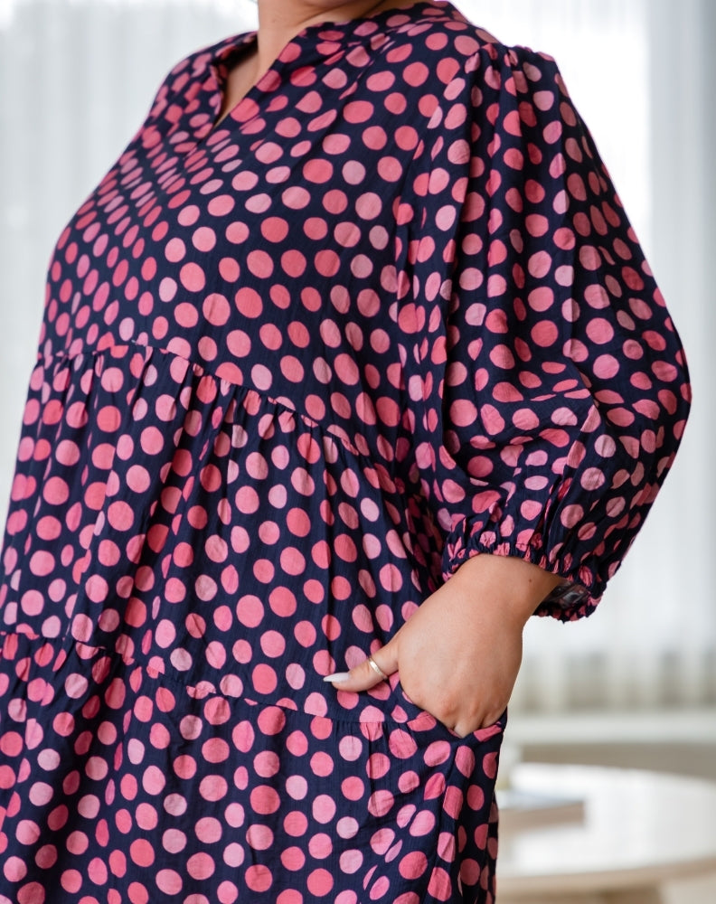 Violet Dress - Navy Spot