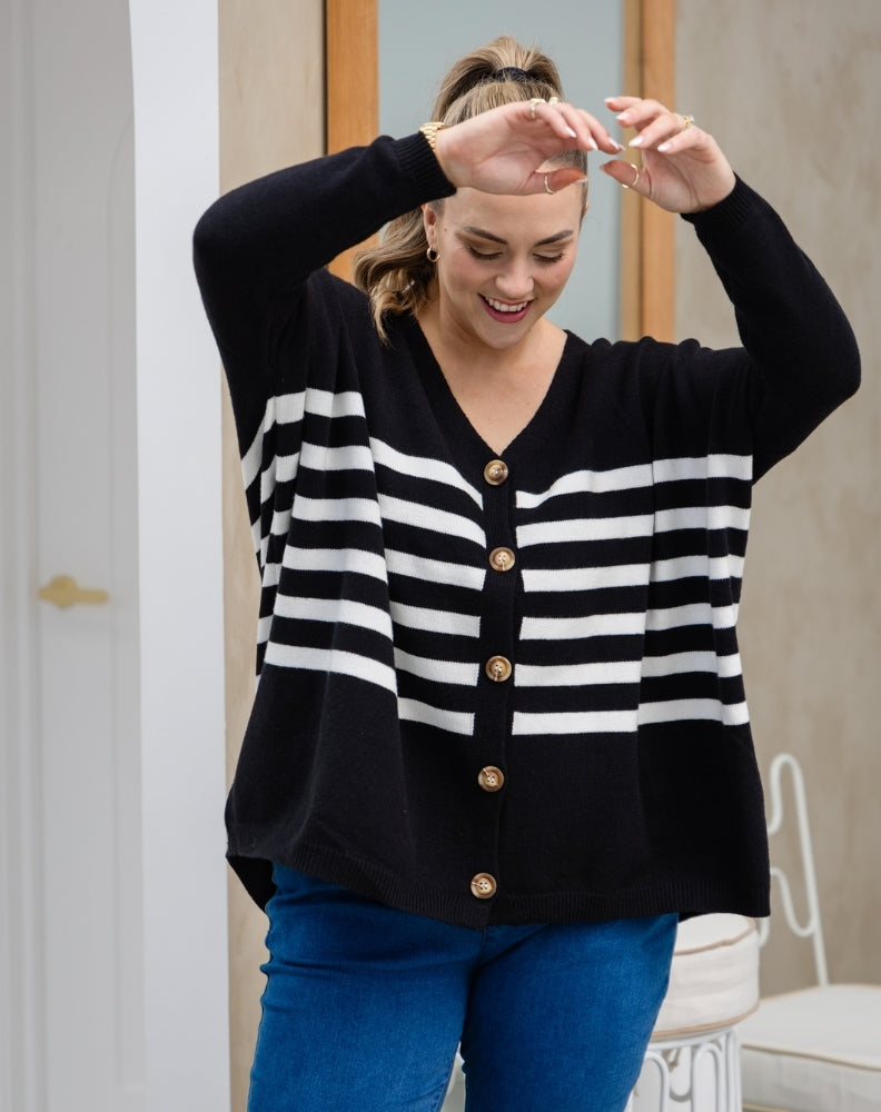 Chelsea Knit - Black White Stripe