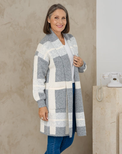 Checked Cardi - Grey