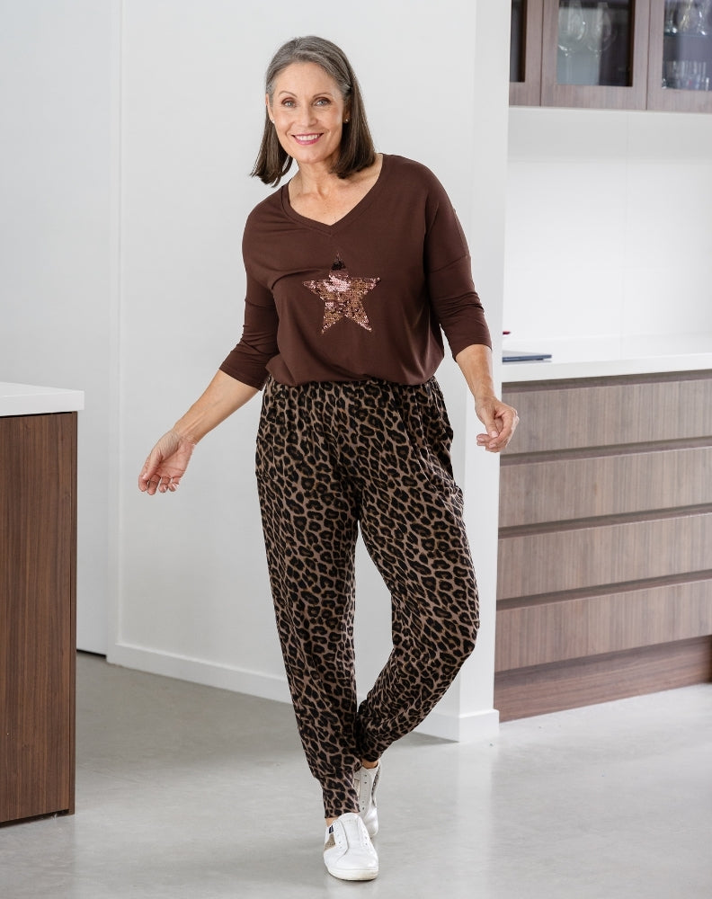 Lounge Pant - Brown Leopard
