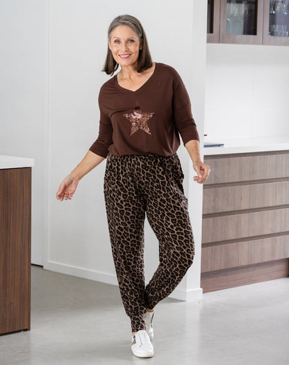 Lounge Pant - Brown Leopard