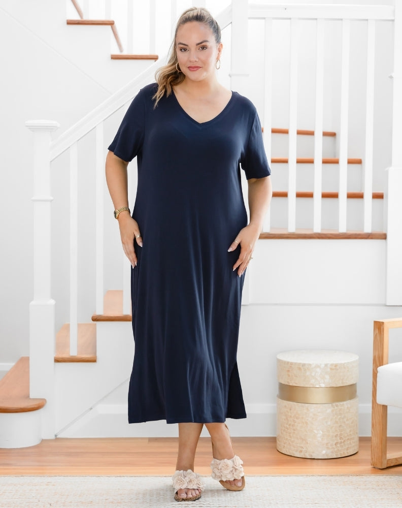 Harper Slip Dress - Navy